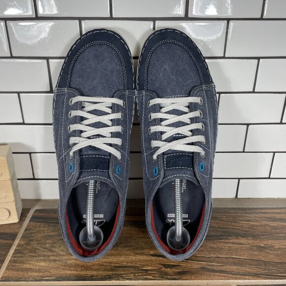 Clarks Kornel Row Mens Size 11 Shoes Blue Canvas Suede Lace Up Casual Sneaker - Picture 7 of 13